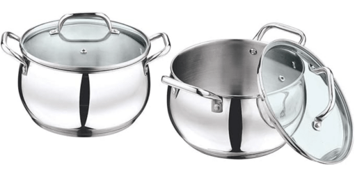 Vinod Almaty Stainless Steel Saucepot Set of 2 with Glass Lid | 1.3 and 2 Litre | 2.6mm Thick Base | Sturdy Riveted Handle | 2 Year Warranty | Induction & Gas Base - Silver - Image 2